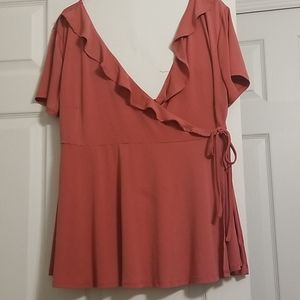 TORRID  DUSTY ROSE V NECK TUNIC TOP SZ 2X